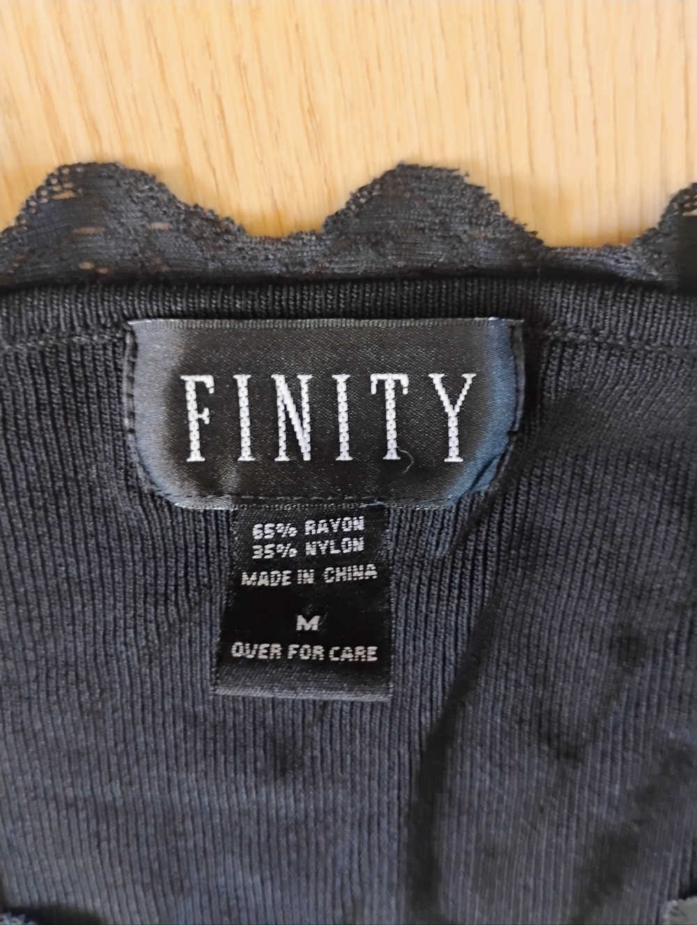 Finity Black Ribbed Lace-Trim Top - Picture 2 of 3